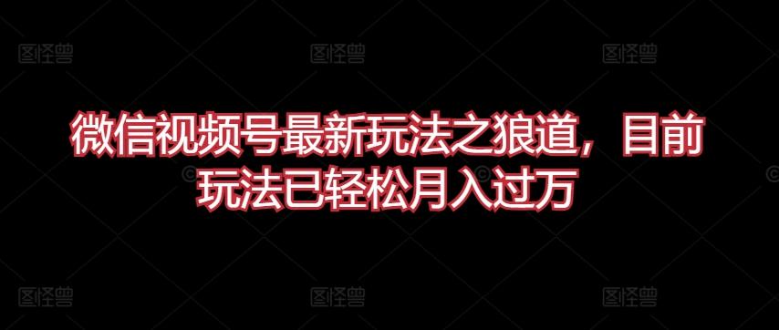 微信视频号最新玩法之狼道，目前玩法已轻松月入过万【揭秘】-创薯资源