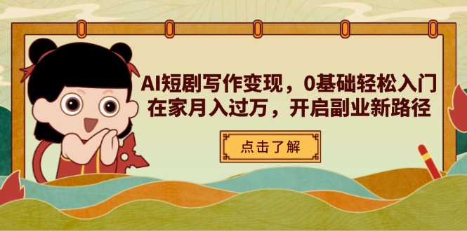 AI短剧写作变现，0基础轻松入门，在家月入过万，开启副业新路径-创薯资源