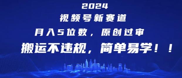 2024视频号新赛道，月入5位数+，原创过审，搬运不违规，简单易学【揭秘】-创薯资源