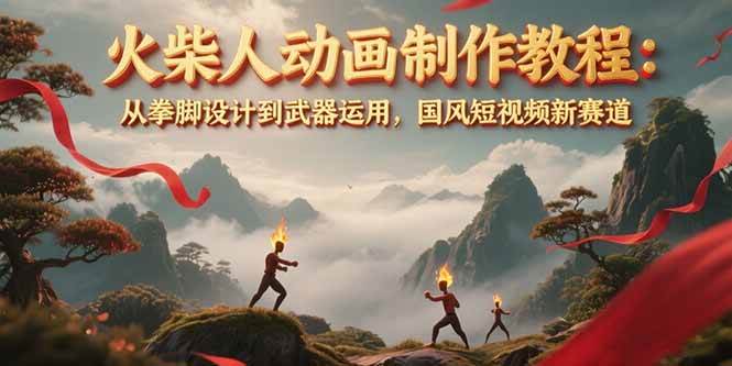火柴人动画制作教程：从拳脚设计到武器运用，国风短视频新赛道-创薯资源