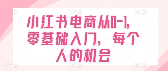 小红书电商从0-1，零基础入门，每个人的机会-创薯资源