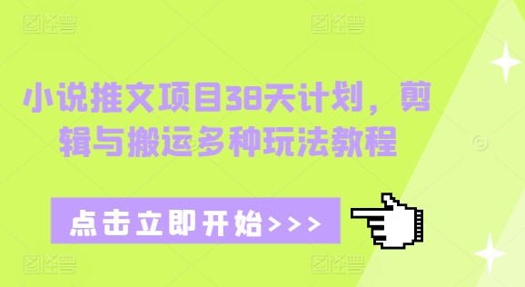 小说推文项目38天计划，剪辑与搬运多种玩法教程-创薯资源