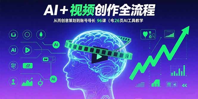 AI+短视频创作全流程：从创意策划到账号增长，96节课(含26项AI工具教学-创薯资源