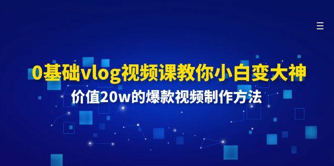 0基础vlog视频课教你小白变大神：价值20w的爆款视频制作方法-创薯资源