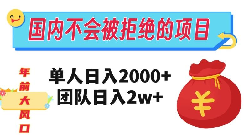 在国内不怕被拒绝的项目，单人日入2000，团队日入20000+【揭秘】-创薯资源