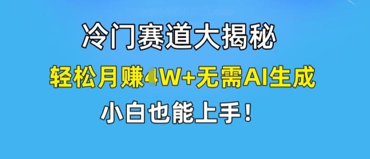 冷门赛道大揭秘，轻松月赚1W+无需AI生成，小白也能上手【揭秘】-创薯资源