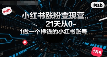 小红书涨粉变现营，21天从0-1做一个挣钱的小红书账号-创薯资源