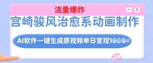 宫崎骏风治愈系动画制作，AI软件一键生成原创视频流量爆炸，单日变现多张，详细实操流程-创薯资源