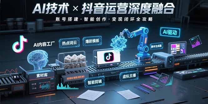 AI技术与抖音运营的深度融合应用：涵盖账号搭建、内容创作、收益变现等-创薯资源