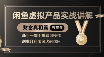精品！闲鱼虚拟产品实战讲解，新手一部手机即可操作，副业月利润可达5k+-创薯资源