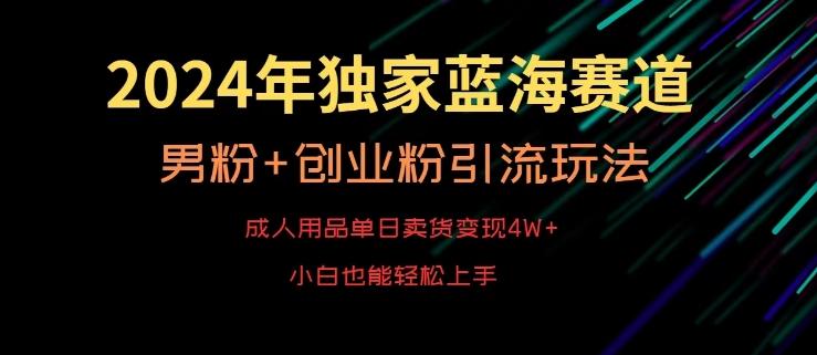 2024年独家蓝海赛道，成人用品单日卖货变现4W+，男粉+创业粉引流玩法，不愁搞不到流量【揭秘】-创薯资源