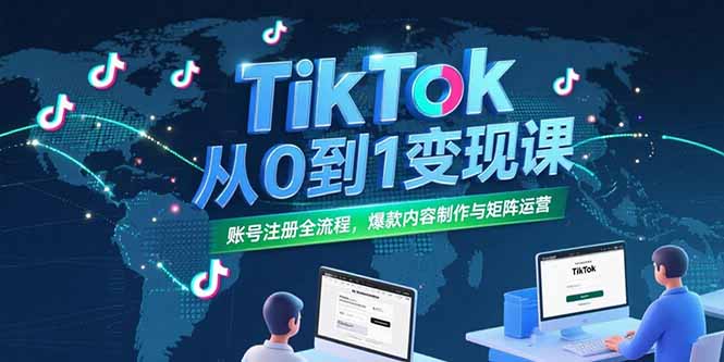 TikTok从0到1变现课，账号注册全流程，爆款内容制作与矩阵运营-创薯资源
