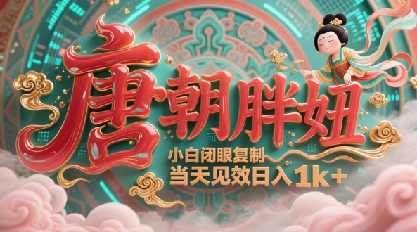 用AI克隆“唐朝胖妞”日更3条，平台疯狂推流，小白闭眼复制，当天见效，日入1k+-创薯资源