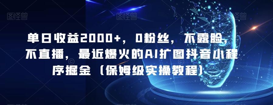 单日收益2000+，0粉丝，不露脸，不直播，最近爆火的AI扩图抖音小程序掘金（保姆级实操教程）-创薯资源