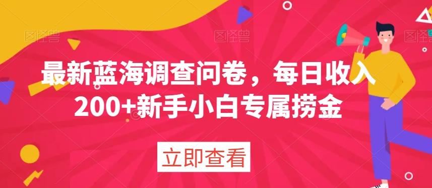 最新蓝海调查问卷，每日收入200+新手小白专属捞金-创薯资源
