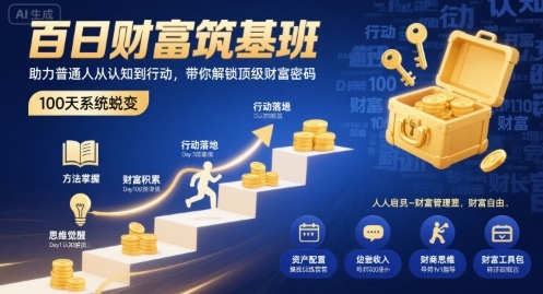 百日财富筑基班，助力普通人从认知到行动，带你解锁顶级财富密码-创薯资源