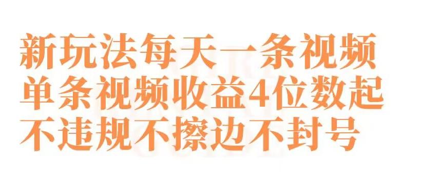 快手新玩法每天一条视频单条视频收益4位数起不违规不擦边不封号【揭秘】-创薯资源
