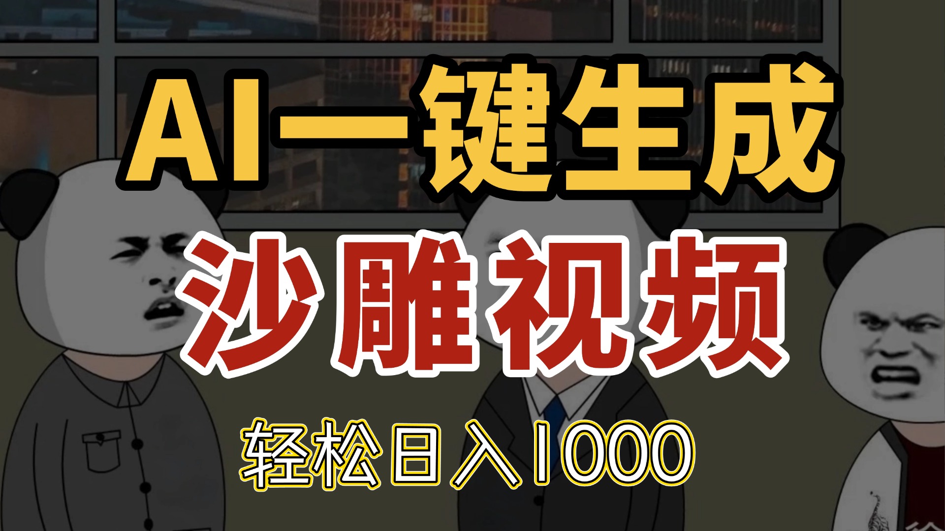 AI一键生成沙雕视频，一条视频千万播放，轻松日入1000-创薯资源