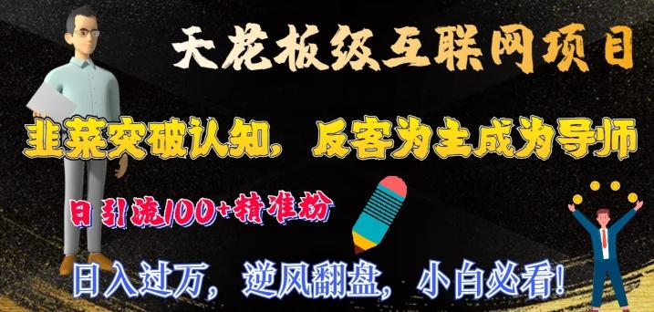 天花板级互联网项目，韭菜突破认知，反客为主成为导师，日引流100+精准粉-创薯资源