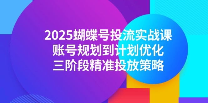 2025蝴蝶号投流实战课，账号规划到计划优化，三阶段精准投放策略-创薯资源