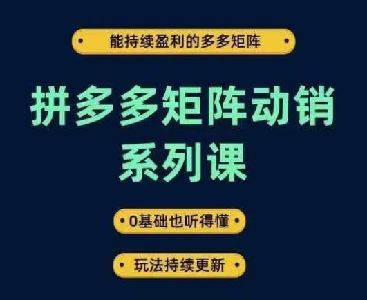 拼多多矩阵动销系列课，能持续盈利的多多矩阵，0基础也听得懂，玩法持续更新-创薯资源