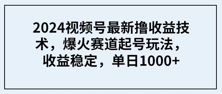 (9651期) 2024视频号最新撸收益技术，爆火赛道起号玩法，收益稳定，单日1000+-创薯资源