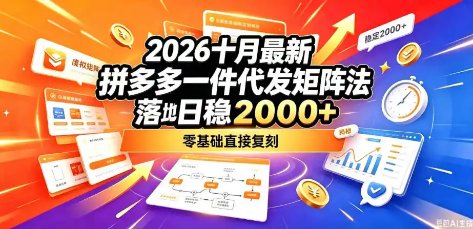 2026十月最新拼多多一件代发矩阵落地玩法，无需囤货压货，日稳入2k+，零基础直接复刻【揭秘】-创薯资源