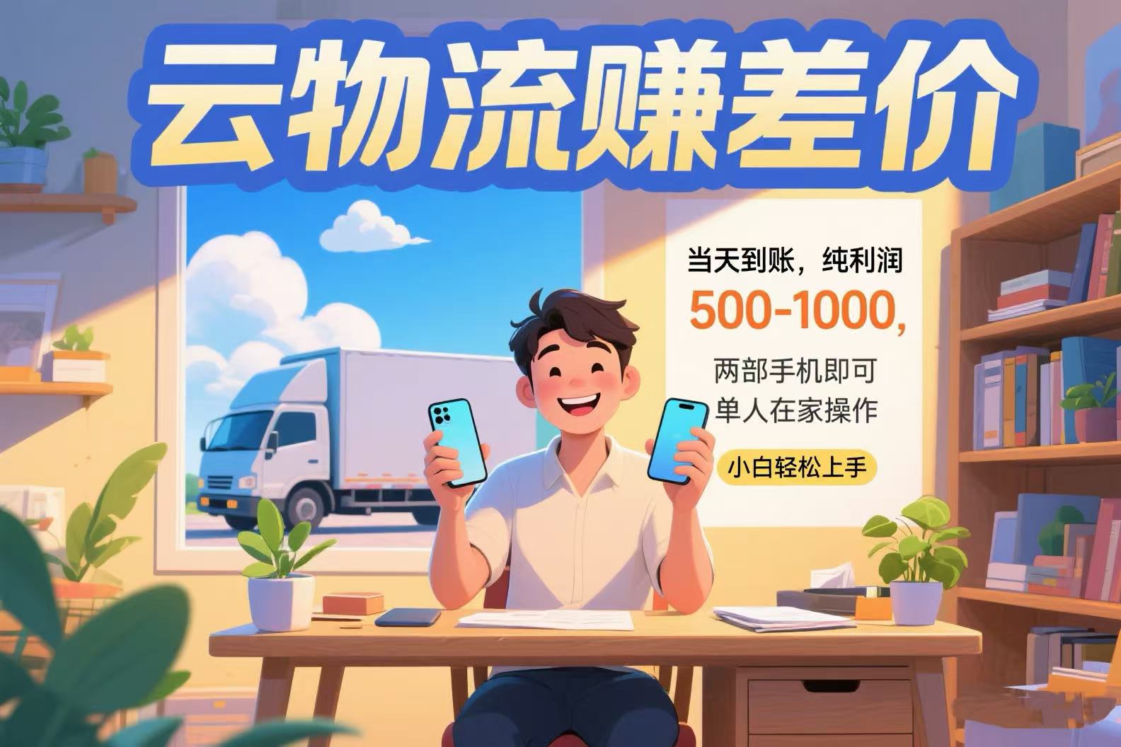 云物流赚差价 当天到账纯利润500-1000 两部手机即可 可单人在家操作 小…-创薯资源