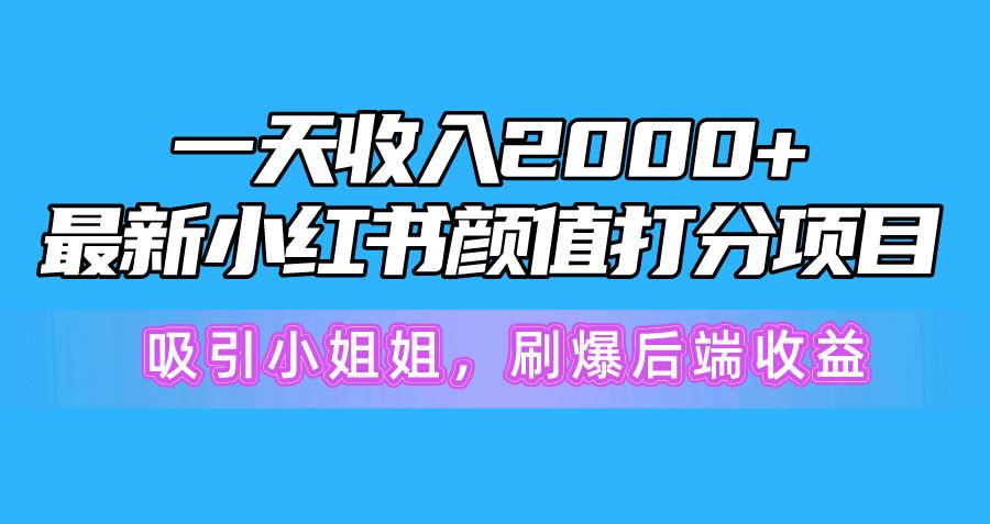 一天收入2000+，最新小红书颜值打分项目，吸引小姐姐，刷爆后端收益-创薯资源