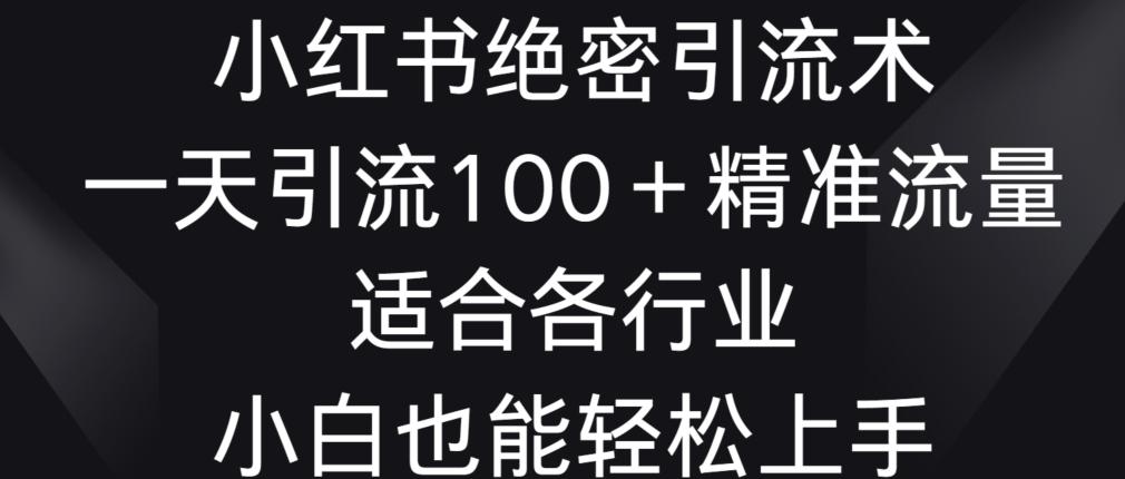 小红书绝密引流术，一天引流100+精准流量，适合各个行业，小白也能轻松上手【揭秘】-创薯资源