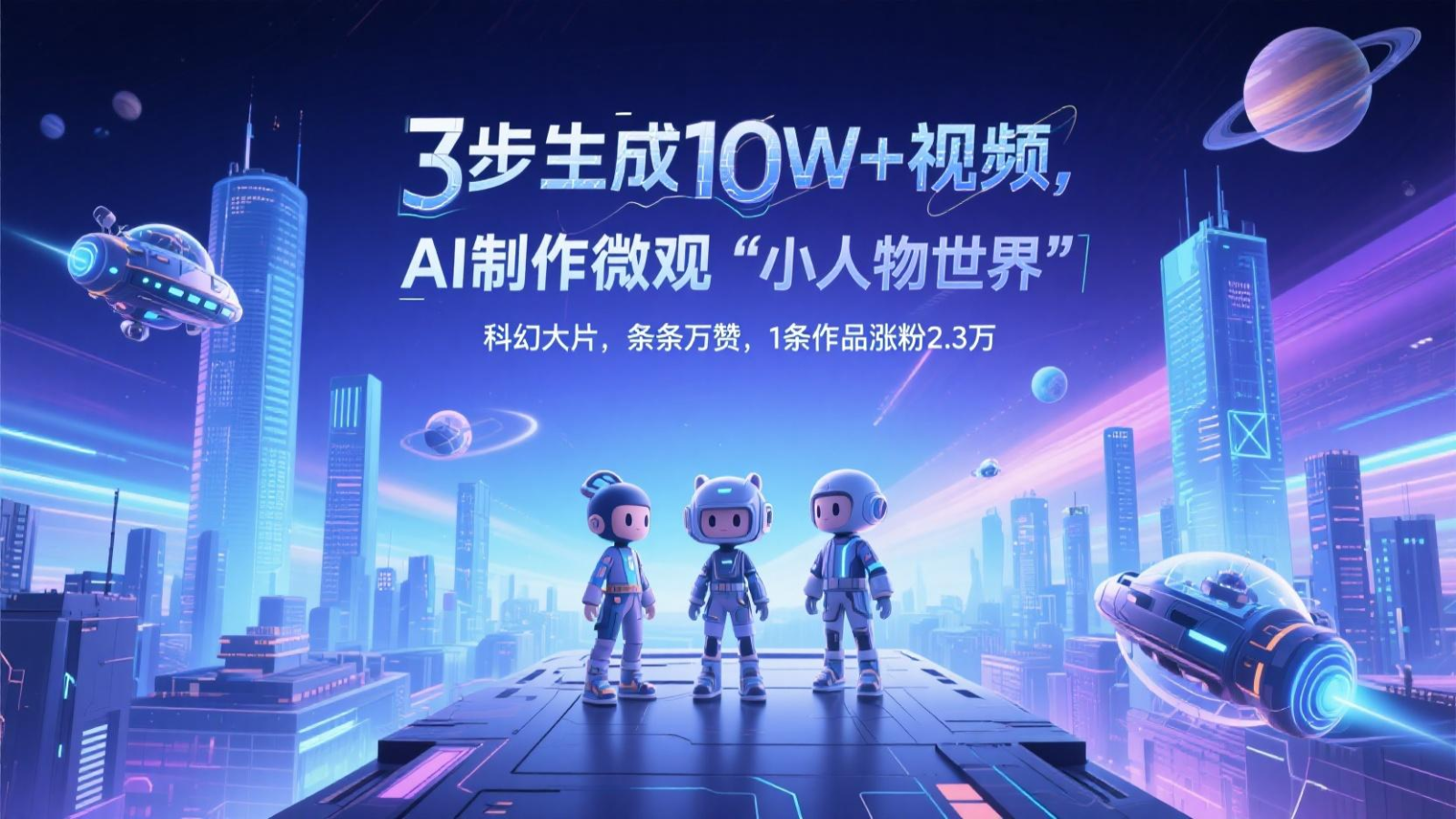 三步生成10W+视频，AI制作微观“小人物世界”科幻大片，条条万赞，1条作品涨粉2.3万-创薯资源