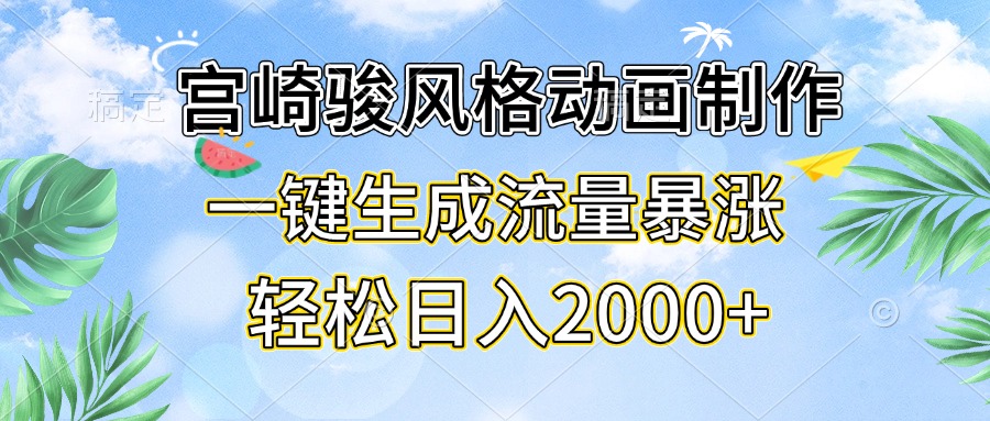 宫崎骏风格动画制作，一键生成流量暴涨，轻松日入2000+-创薯资源