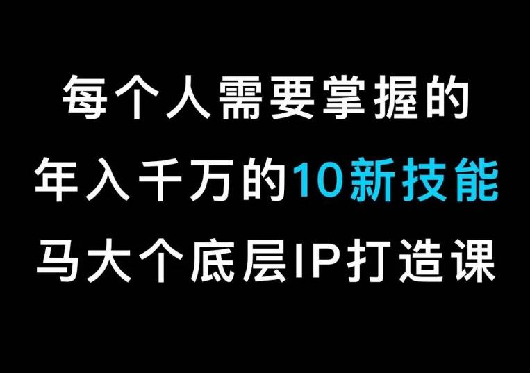 马大个的IP底层逻辑课，​每个人需要掌握的年入千万的10新技能，约会底层IP打造方法！-创薯资源