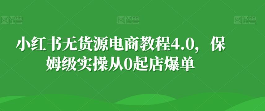 小红书无货源电商教程4.0，保姆级实操从0起店爆单【拆解】-创薯资源