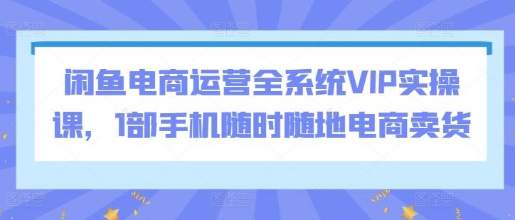 闲鱼电商运营全系统VIP实操课，1部手机随时随地电商卖货-创薯资源
