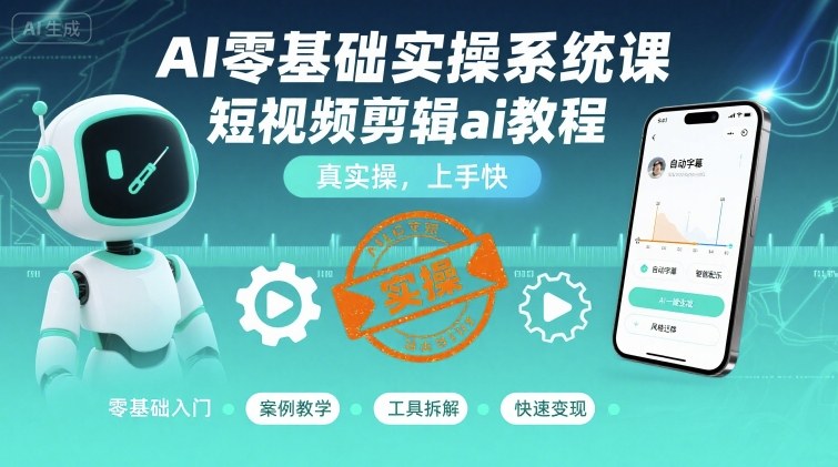 AI零基础实操系统课，短视频剪辑ai教程，真实操，上手快-创薯资源