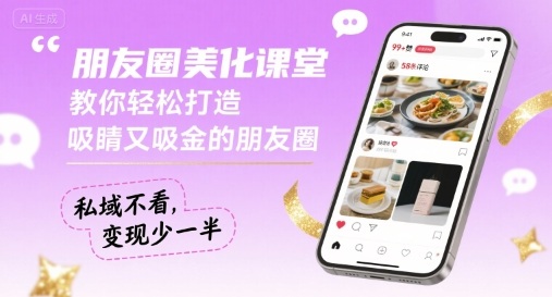 朋友圈美化课堂，教你轻松打造，吸睛又吸金的朋友圈，私域不看，变现少一半-创薯资源