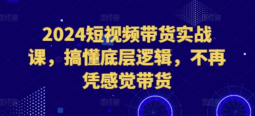 2024短视频带货实战课，搞懂底层逻辑，不再凭感觉带货-创薯资源