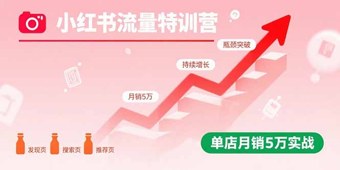 小红书流量特训营：突破流量瓶颈，实现店铺持续增长，单店月销5万实战-创薯资源