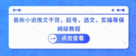 最新小说推文干货，起号，选文，实操等保姆级教程-创薯资源