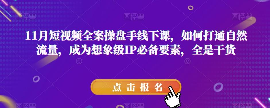 11月短视频全案操盘手线下课，如何打通自然流量，成为想象级IP必备要素，全是干货-创薯资源