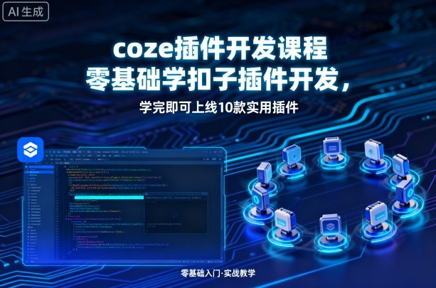 coze插件开发课程，零基础学扣子插件开发，学完即可上线10款实用插件-创薯资源