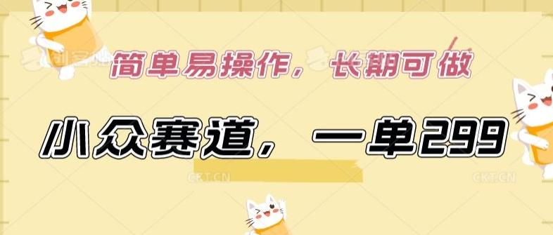 小众赛道，一单299.简单易操作，长期可做【揭秘】-创薯资源