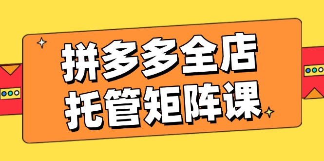 拼多多全店托管矩阵课，盈利动销玩法，高效计划设置，提升店铺效益-创薯资源