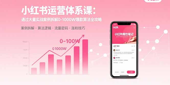 小红书运营体系课：通过大量实战案例拆解0-1000W爆款算法全攻略-创薯资源