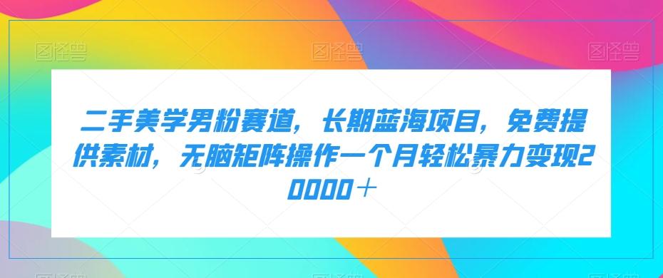 二手美学男粉赛道，长期蓝海项目，无脑矩阵操作一个月轻松暴力变现20000＋-创薯资源