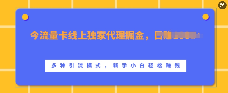 流量卡线上独家代理掘金，日入1k+ ，多种引流模式，新手小白轻松上手【揭秘】-创薯资源