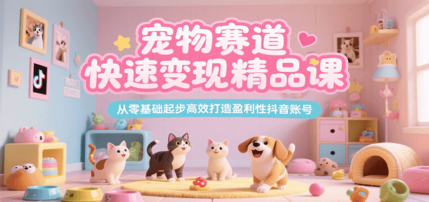 宠物赛道快速变现精品课，从零基础起步高效打造盈利性抖音账号-创薯资源