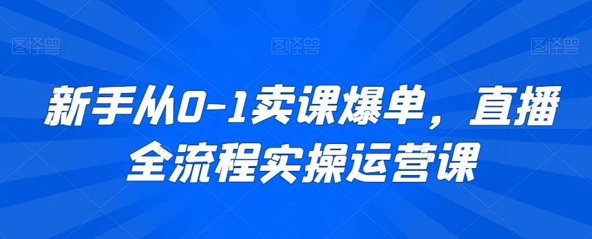 新手从0-1卖课爆单，直播全流程实操运营课-创薯资源