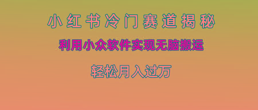 小红书冷门赛道揭秘,利用小众软件实现无脑搬运，轻松月入过万-创薯资源